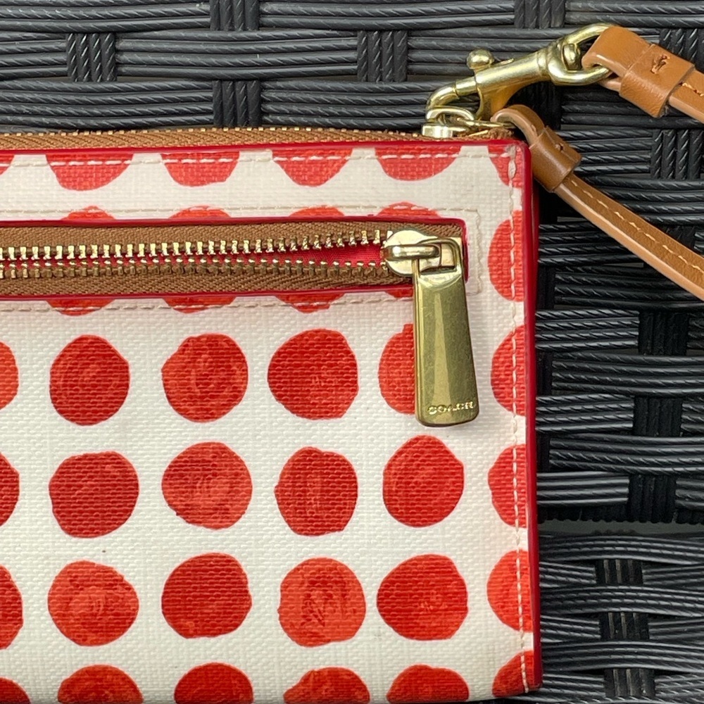 Coach Wallet,Coach Cream and Red Polka Dot Wristlet - Picture 6 of 12